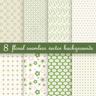 绿色系花纹无缝背景矢量素材下载