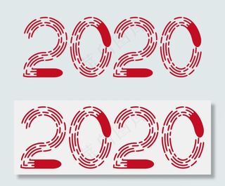 新年喜庆2020字体设计,免抠元素