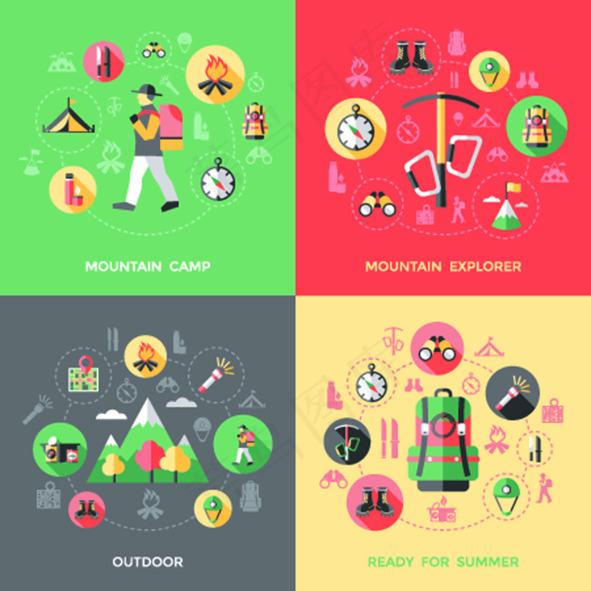 旅游相关图标矢量素材