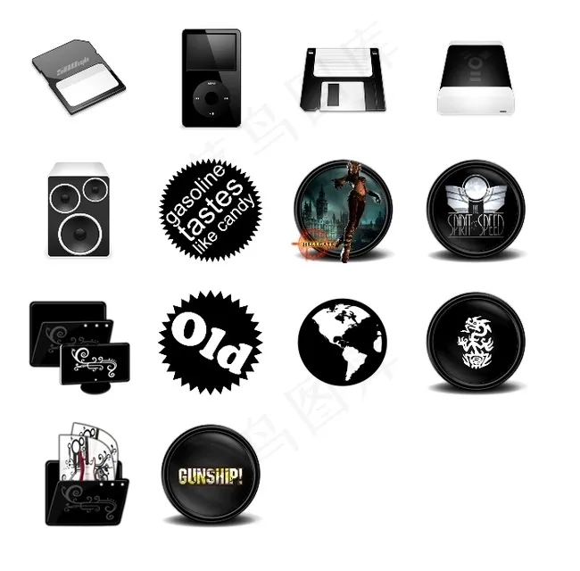 黑色唯美电脑图标下载