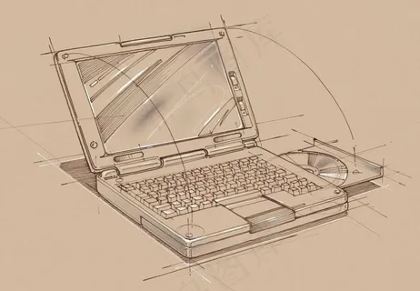 手绘办公室用品 笔记本电脑图片