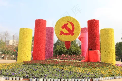 岳池体育广场花塑图片