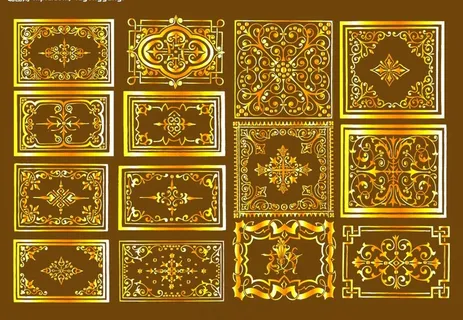 多款金色矢量欧式花纹图片