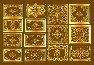 多款金色矢量欧式花纹图片