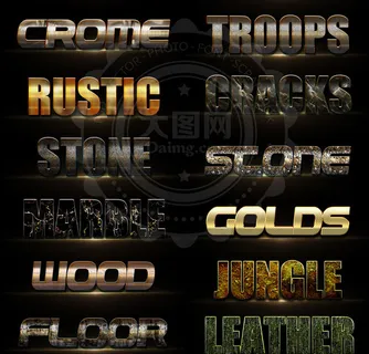 10款颓废金属质感艺术字PS样式V...