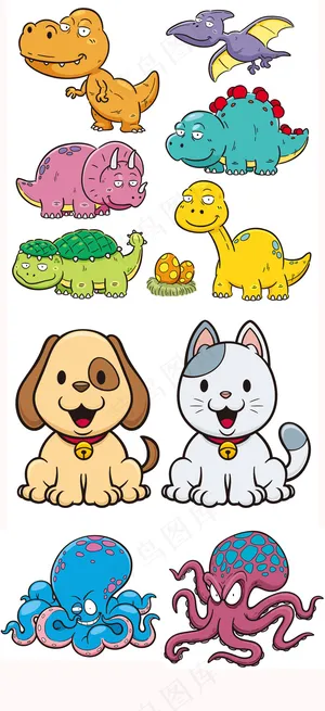 卡通手绘恐龙动物eps矢量素材