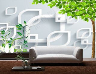 3D绿色背景墙