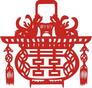 “囍”字剪纸矢量素材 红双喜 CD...