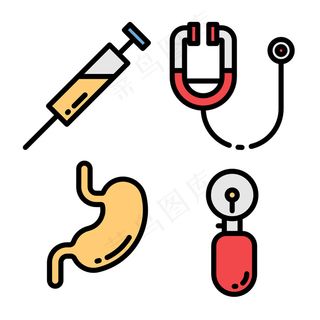 扁平可爱医疗用品icon图标