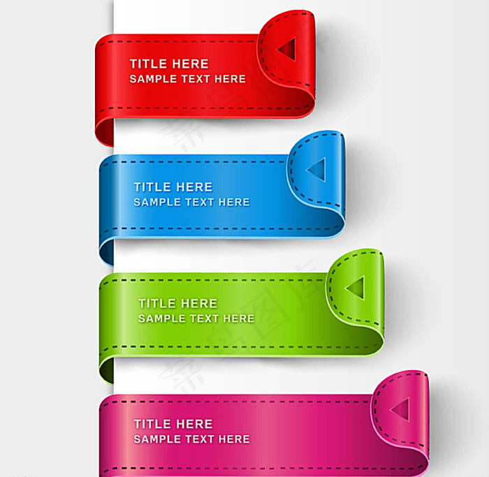 彩色卷边丝带标签图片