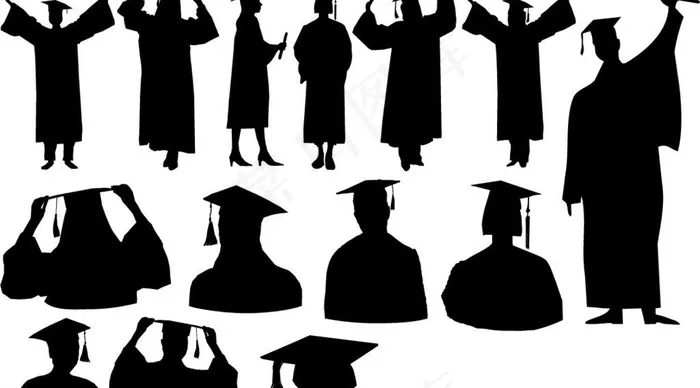 毕业人物剪影图片ai矢量模版下载