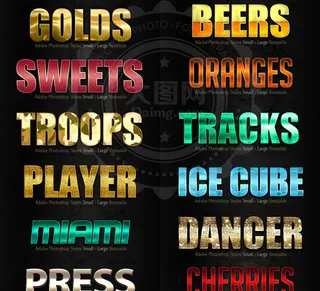 10款时尚金属质感艺术字PS样式