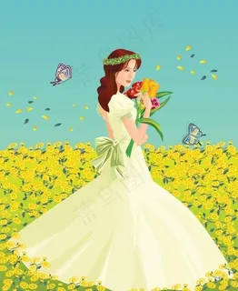 甜蜜的美丽新娘花朵矢量素材