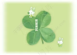 卡通兔四叶草儿童相册模板psd源文件