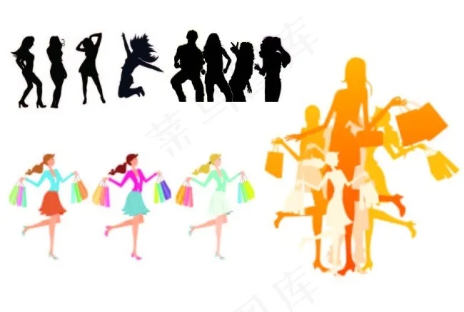 时尚人物剪影素材矢量图ai矢量模版下载
