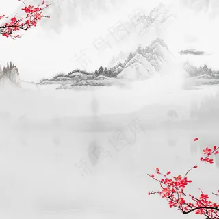 中国风水墨山水主图背景