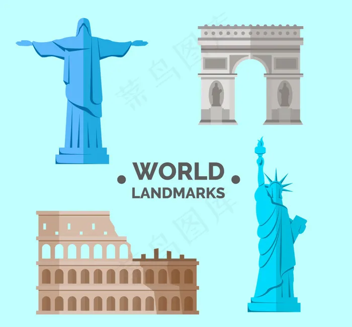 世界旅游建筑矢量建筑ai矢量模版下载
