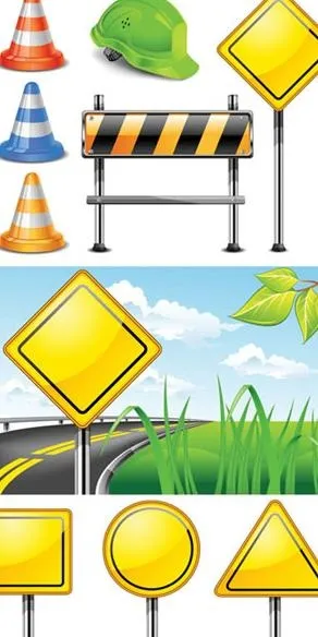 路障路牌矢量素材eps,ai矢量模版下载