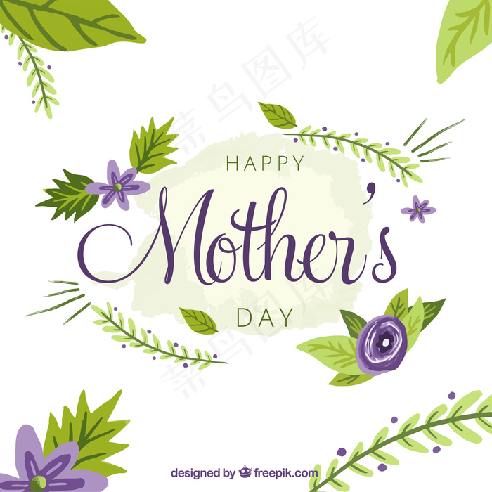 手画花细节母亲节卡片