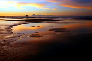 沙滩夕阳美景图片