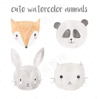 动物头像剪影狐狸熊猫