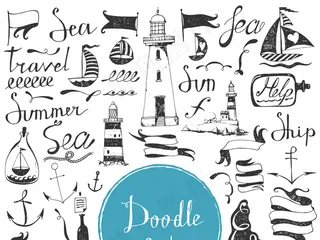 2017手绘复古航海标签水手锚定灯...