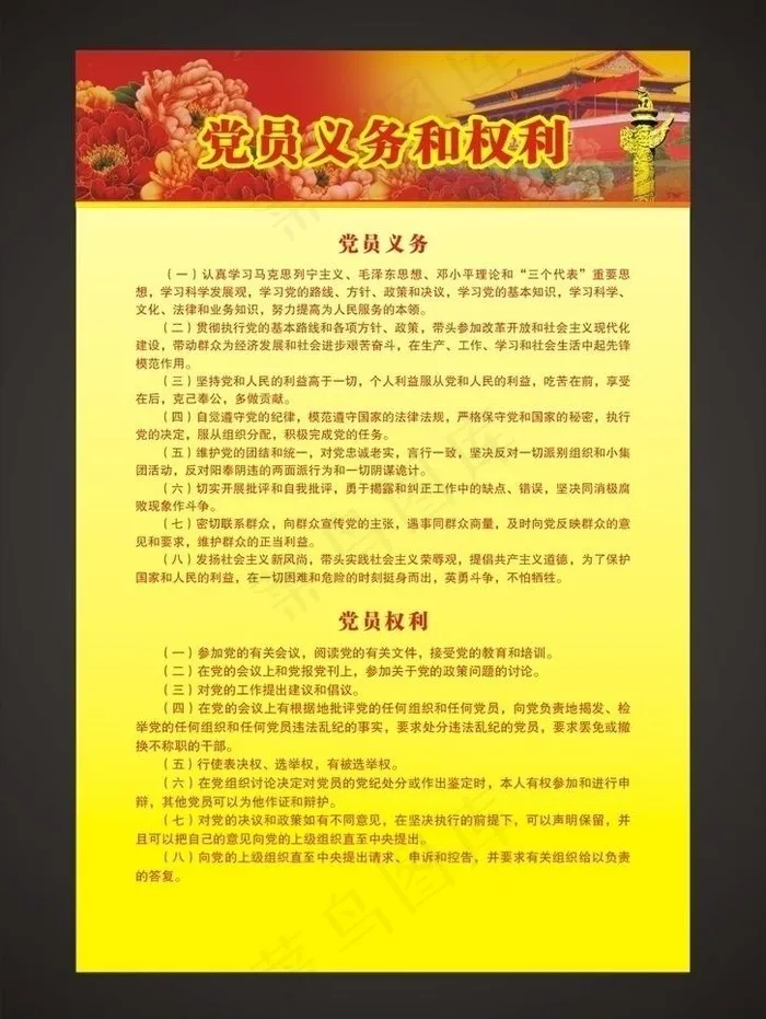 党员义务和权利图片cdr矢量模版下载