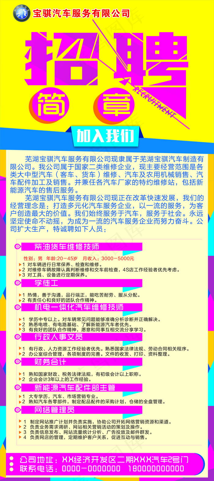 招聘展架  招聘简章cdr矢量模版下载