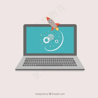 笔记本电脑与火箭