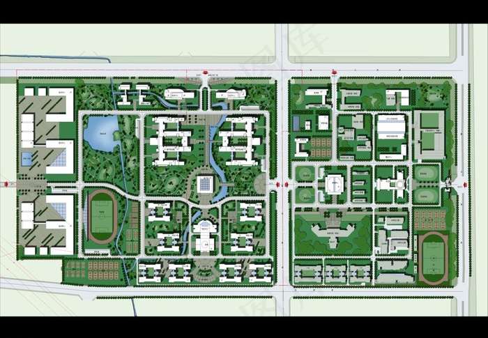 某学校总平面规划彩平图图片