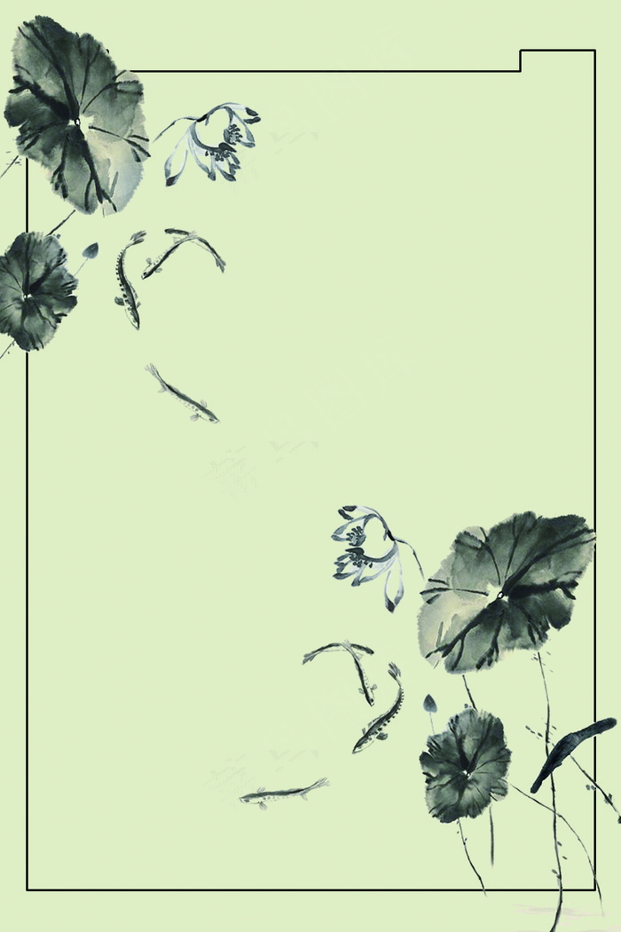 水墨荷花中国风传统海报背景素材