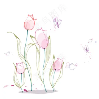 简约高雅线条花朵电视背景墙