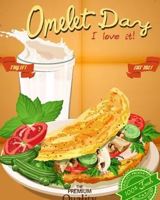 复古海报蛋卷食品矢量03