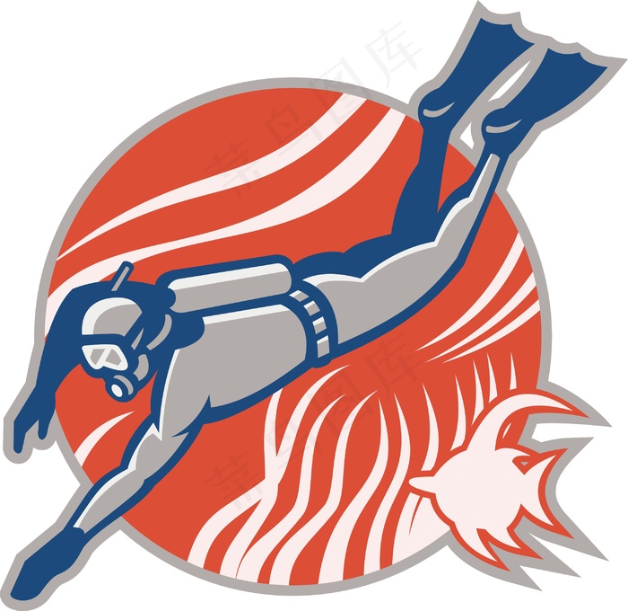 潜水员潜水复古