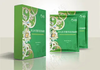 禾宝本草紫草舒润面膜包装效果图