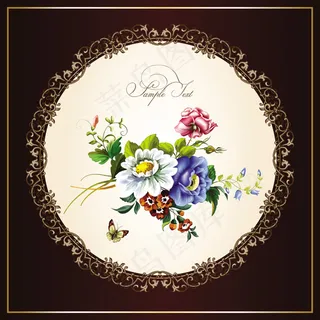 在中国传统风格的花卉和植物美丽的古...