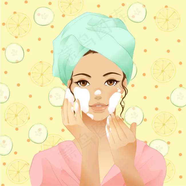 美女卡通矢量图AI