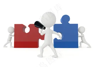 拼图和立体小人