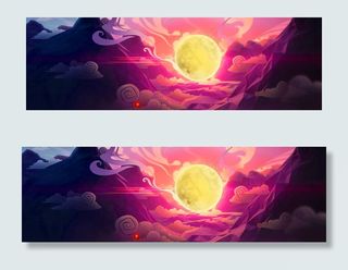 蓝色梦幻手绘卡通海报背景设计