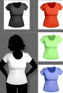 女款立体t恤模板图片