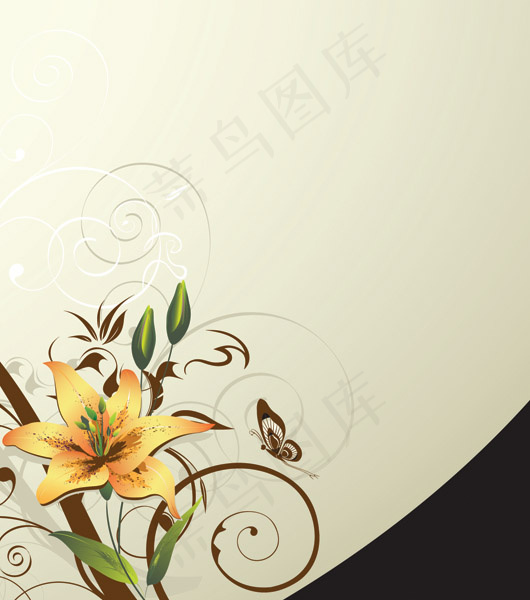 淡雅墙绘花纹背景矢量素材