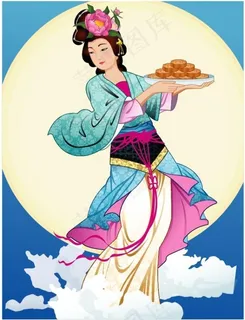 中秋的仙女嫦娥矢量素材15