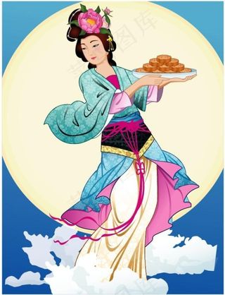 中秋的仙女嫦娥矢量素材15