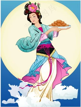 中秋的仙女嫦娥矢量素材15