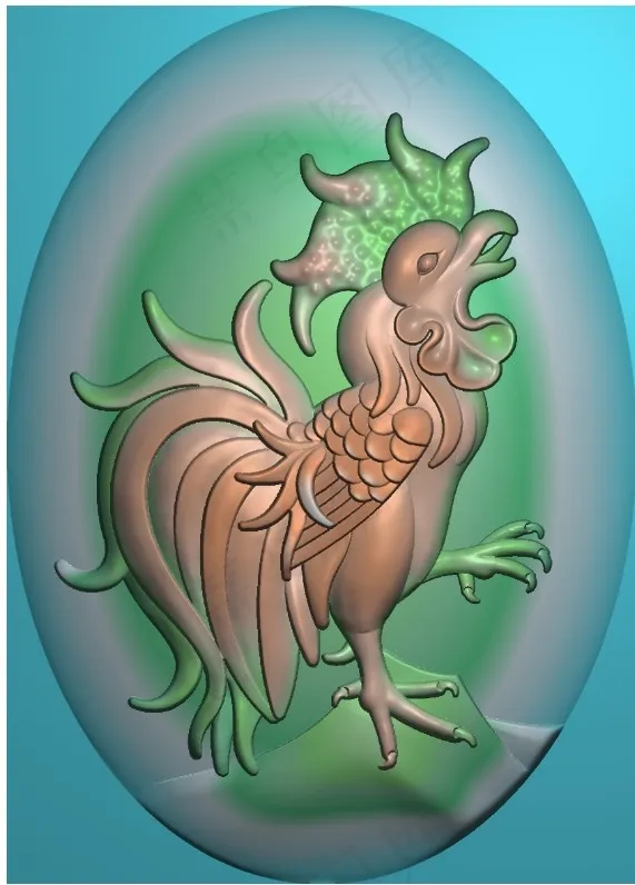 精雕图JDP格式生肖鸡浮雕图