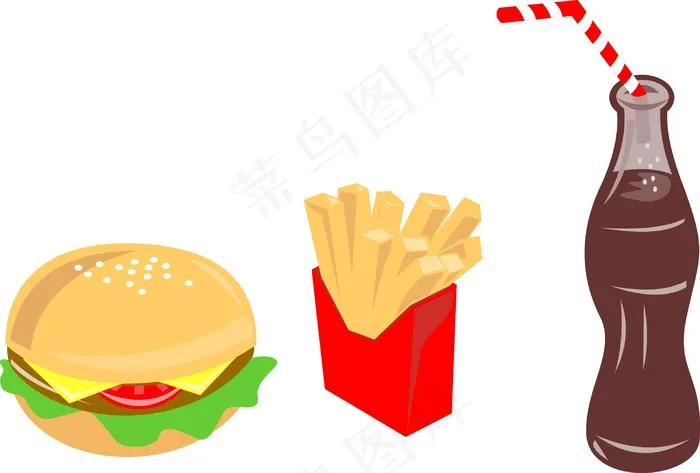 吃汉堡薯条喝eps,ai矢量模版下载