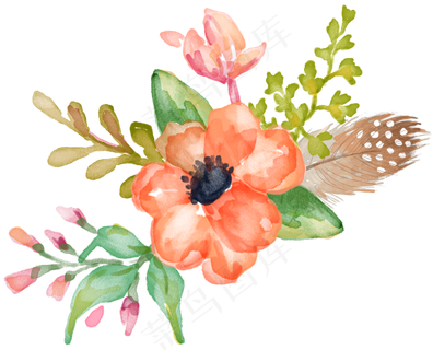 森系花环花草树叶手绘花朵花卉素材