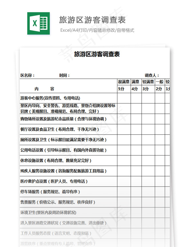 旅游区游客调查表