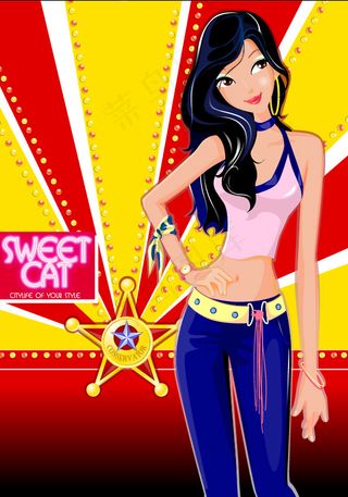 时尚聚会女孩矢量素材