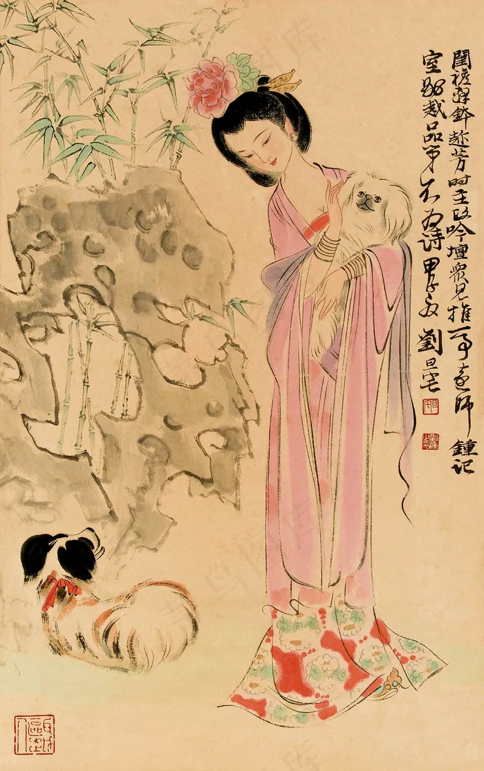 嬉戏 国画图片